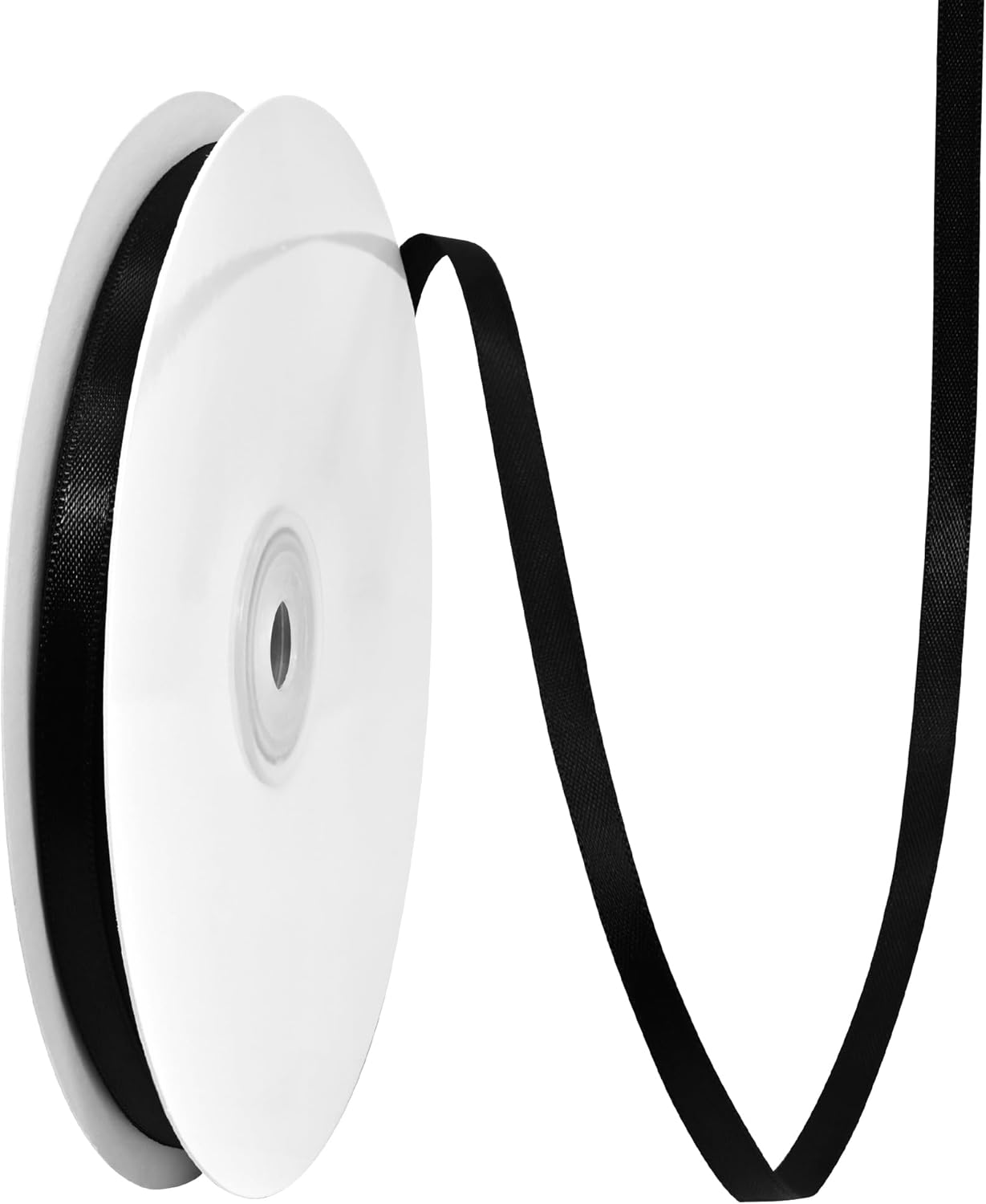 Black Satin Ribbon 1/4" X 50 Yards Solid Color Double Faced Ribbons Perfect for Crafts Wedding Decor Bow Making Arts Sewing and More