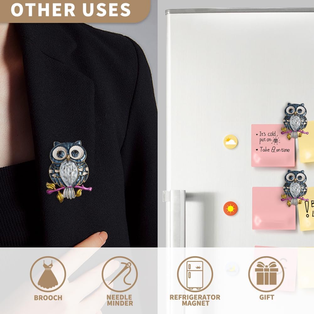 Needle Minder Magnet, Magnetic Needle Minder, Needle Minders Magnetic Cross Stitch Accessories, Magnetic Needle Holder, Life Tree, Butterfly, Cats, Owl, Heart (OWL)