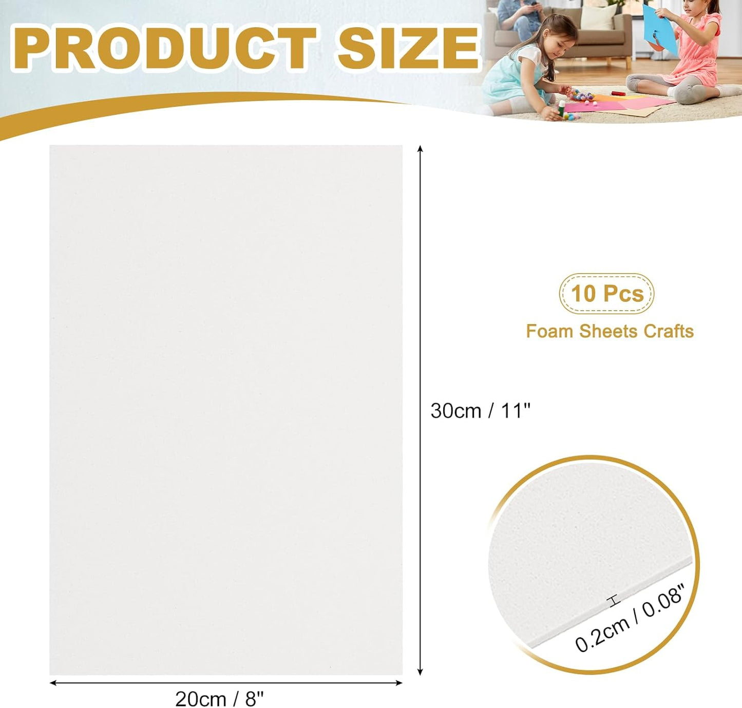uxcell 10 Pcs White EVA A4 Foam Sheets Crafts, 12 x 8 Inch Foam Paper for DIY Crafts Project Classroom Scrapbook Art Cards Home Office Decoration (2mm Thick)