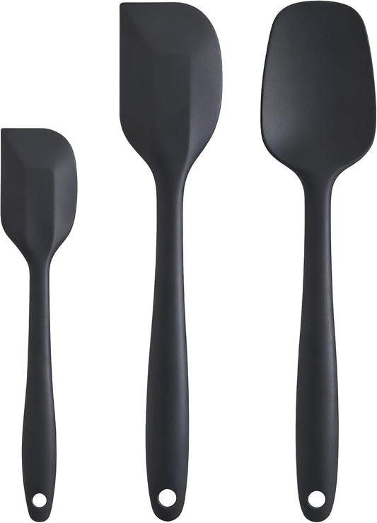 Silicone Spatula Set - Rubber Spatula - 600°F Heat Resistant Baking Spoon & Spatulas(Black)
