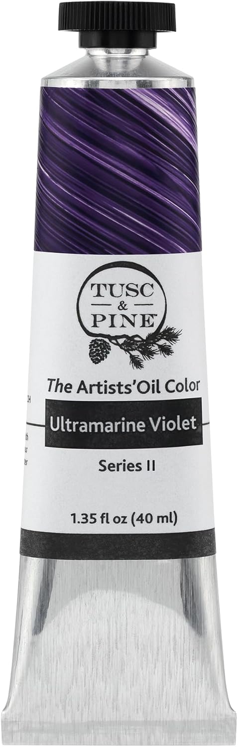 Tusc & Pine Artist Oil Paint - Ultramarine Violet, 40 ml, Non-Yellowing, Rich & Creamy Consistency, Maximum Pigment Load, Small Batch Milled Oil Paints Made in the USA for Professional Artists