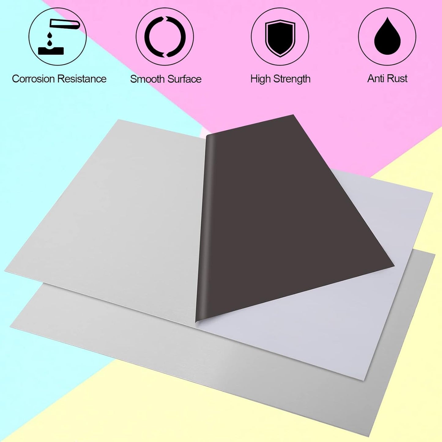 2Pcs 430 Stainless Steel Sheet Metal 8" x 12" x 1/32" Inch Metal Plates for Magnetic Mount Board Wall 20GA(0.80MM) 430 Stainless Steel Shim Stock Plates Metal Sheets for Crafting, Kitchen, Office