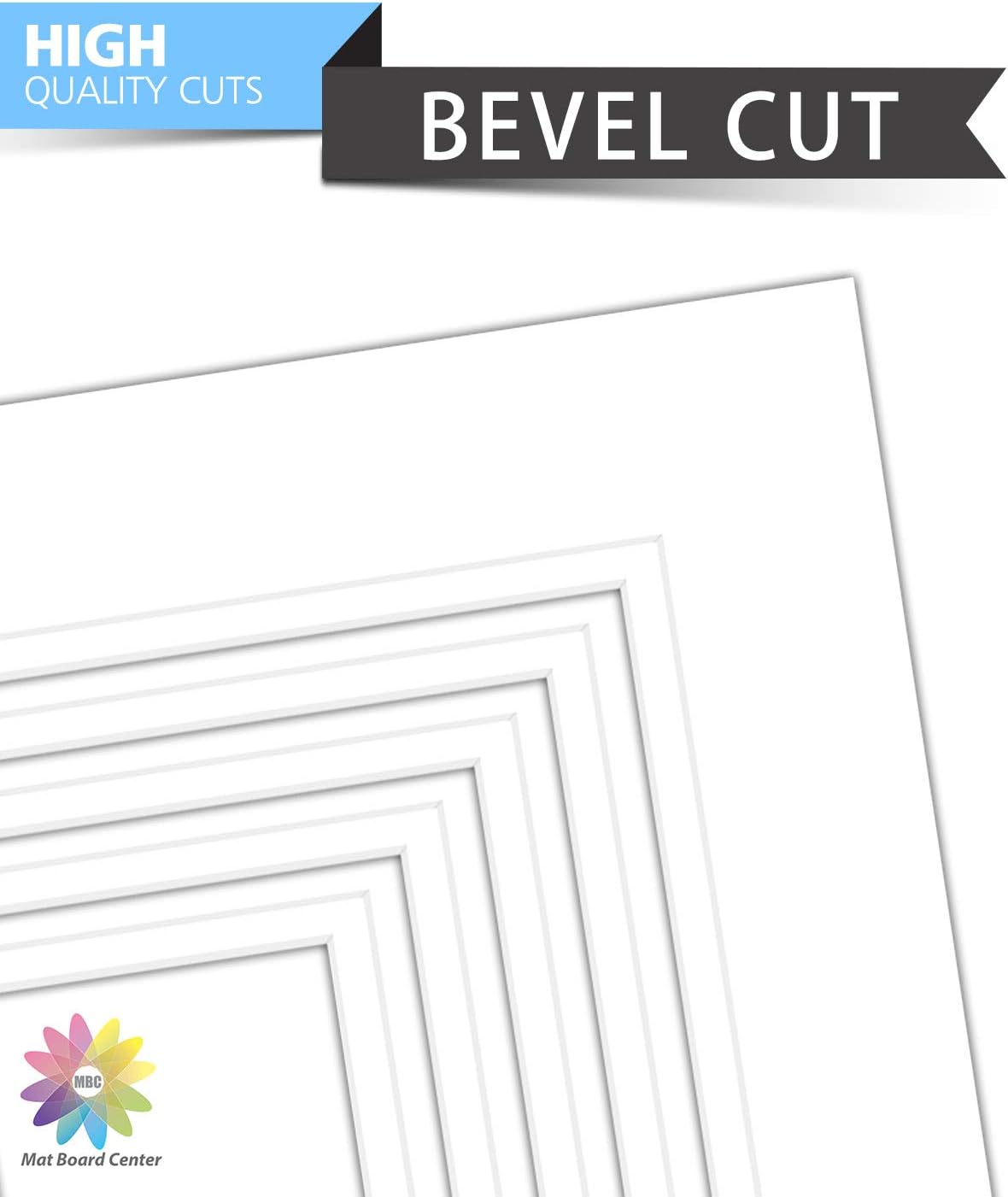 Mat Board Center, Pack of 5, 16x20 for 11x14 Photo Picture Double Mats - Acid Free, 8-ply Thickness, White Core - for Pictures, Photos, Framing (White Over White)