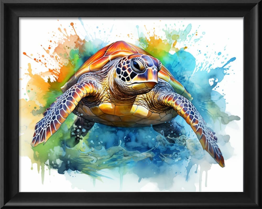 Leczany Cross Stitch Stamped Kit for Adults or Kids - Colored Turtle | DIY Embroidery Starter Patterns Craft Kit Needlepoint for Beginner | 11CT, 3 Strands | 16.5x13 inches