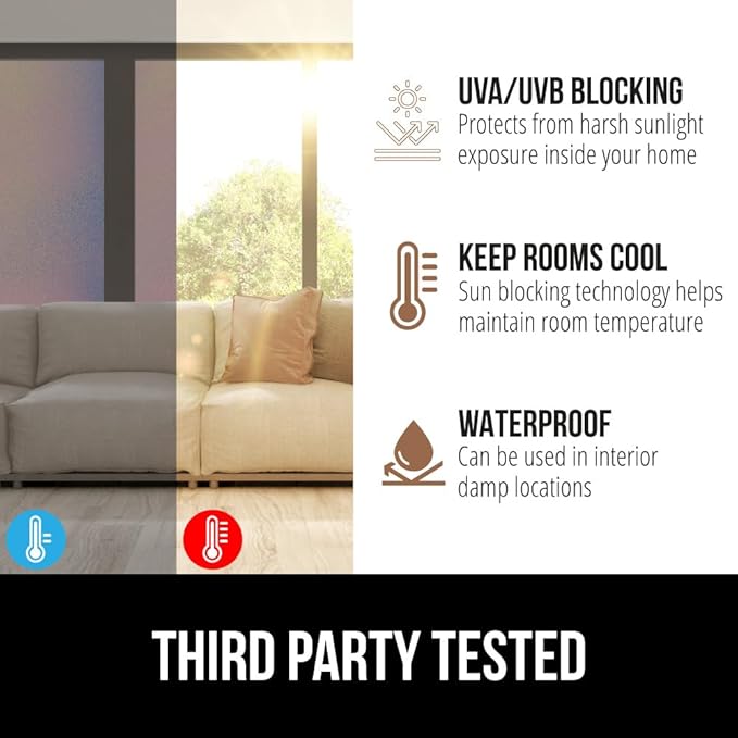 GORILLA GUARD Two Way Sun Blocking Window Privacy Film, 17.5"x118.1”, Strong Static Clings to Glass Windows, Peel and Stick, Removable No Residue Stickers, Decorative Bathroom Door Coverings, Rainbow