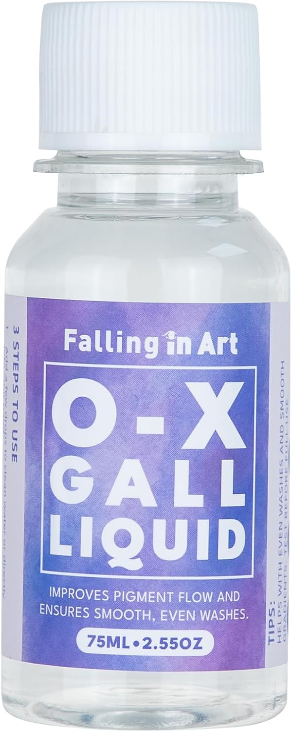 Falling in Art Ox Gall Liquid, Watercolor Medium, Ox Gall for Watercolor Painting, 2.5 Oz Bottle