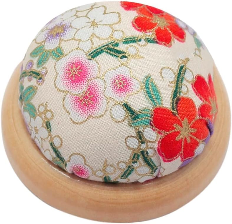 Pin Cushion Wooden Base Round Needle Pincushions Needles Holder Handmade DIY Sewing Tools