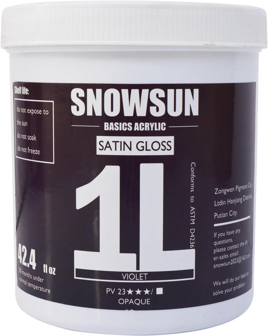 SNOWSUN Acrylic Paints, Large Bulk Heavy Body Acrylic Paint (42.4 oz, 1L) - Non Toxic Gloss Thick Art Paint for Multi-Surface, Canvas Wood Ceramic and Leather, Stone Craft, for Artists & Beginners, Violet