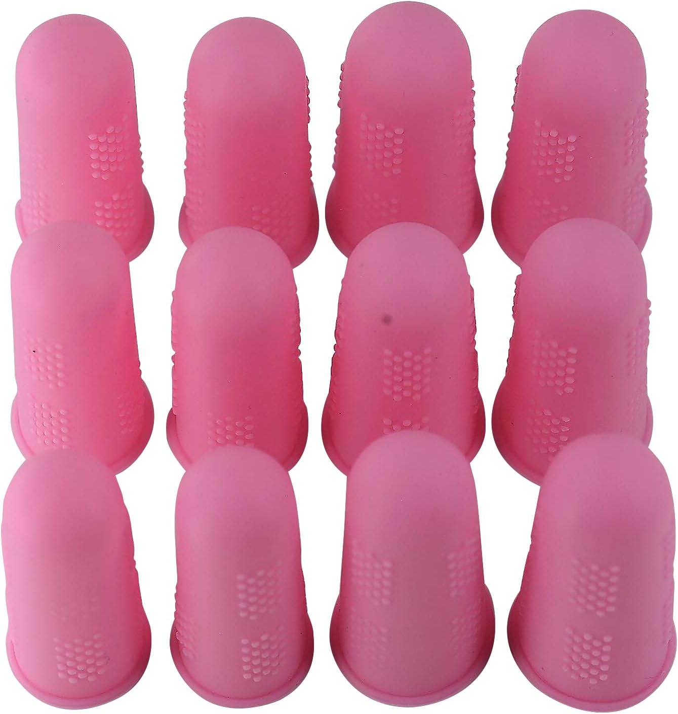 Finger Protectors [Flex Series - 12-Pack] Silicone Non-Stick Finger Covers [Pink - Small (6) / Medium (6)] for Hot Glue/Sewing/Wax/Rosin/Resin/Honey/Adhesives/Scrapbooking