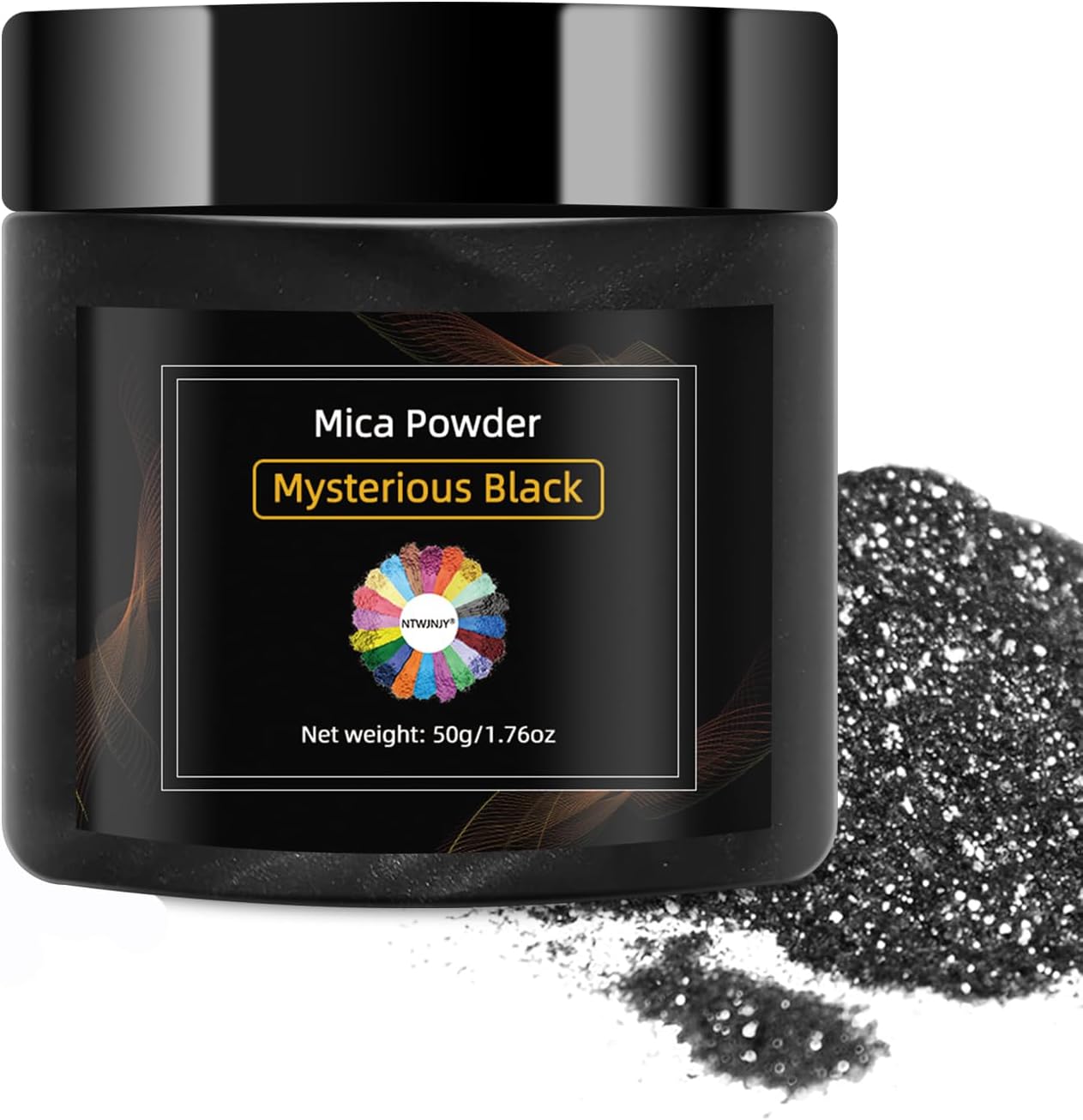 Mysterious Black Mica Powder, Natural Shimmer Mica Powder for Epoxy Resin/Candle/Soap/Lip Gloss/Slime/Quicksand/Bath Bombs/.Car Paint pigments.Candle Dye,Soap Making Dye(50g/1.7oz)