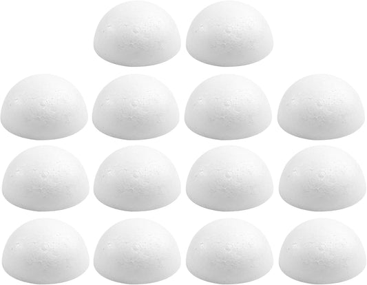 Crafjie 14PCS 4 Inchs Half Foam Balls White Half Round Polystyrene Foam Balls Craft Supplies Hemispherical Christmas Craft Ballfor DIY Home Craft Project and Art Decoration