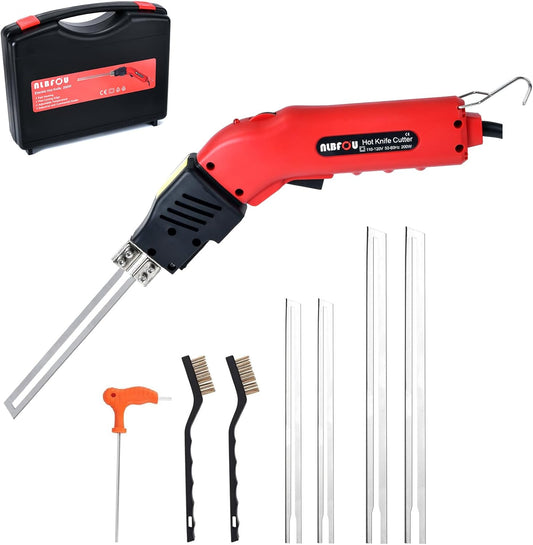 Foam Cutter Electric Hot Knife Styrofoam Cutter Foam Cutting Tool Hot Knife Foam Cutter Air Cooled 200W 110-120V (4 Blades) for XPS,EPS,EPP,EVA,EPE,KT Board,PU,Sponge