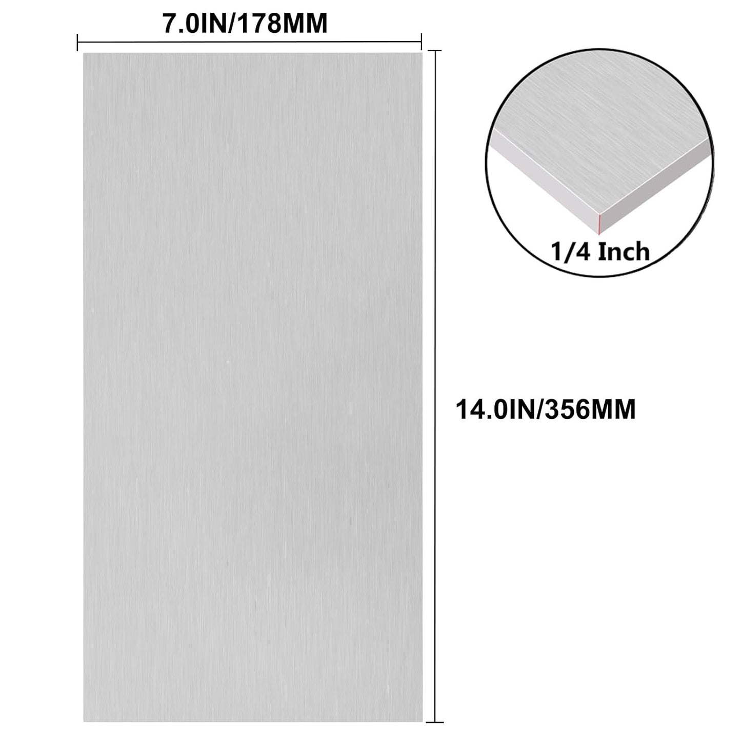6061 T651 Aluminum Sheet Metal 7 x 14 x 1/4 Inch Flat Plain Aluminum Plate Covered with Protective Film, Heat Treatable Rectangle 6MM Aluminum Metal Plate for Industrial, Crafting