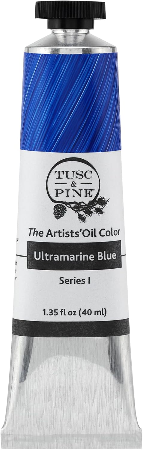 Tusc & Pine Artist Oil Paint - Ultramarine Blue, 40 ml, Non-Yellowing, Rich & Creamy Consistency, Maximum Pigment Load, Small Batch Milled Oil Paints Made in the USA for Professional Artists