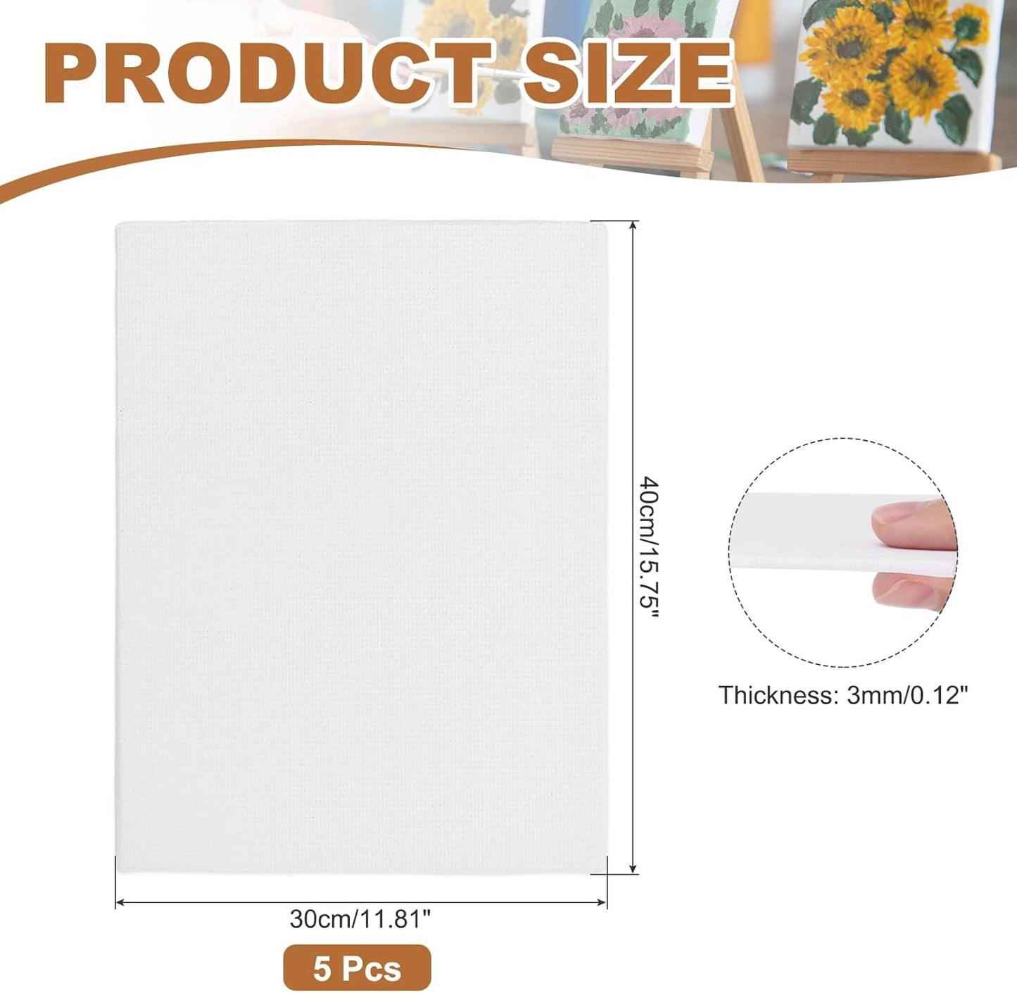 MECCANIXITY Canvas Boards for Painting, 12x16 Cotton Blank Primed Art Canvas Panels Acid-Free for Painting Supplies Oil Acrylic Tempera Watercolor Pouring Paint Artists(White, Pack of 5)