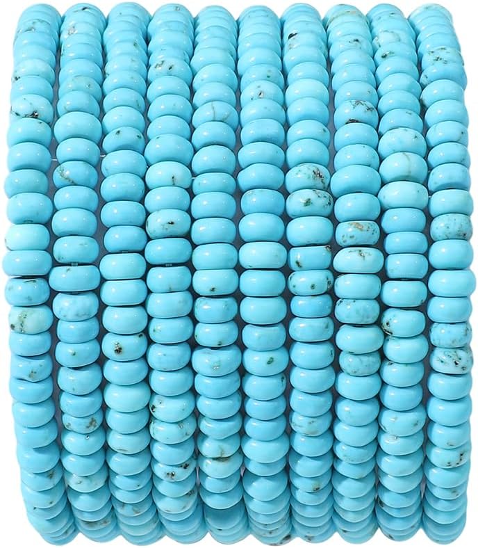 Natural Blue Turquoise Disk Stone Beads 4x2mm 160pcs Rondelle Loose Semi Gemstone Beads for Jewelry Making Design