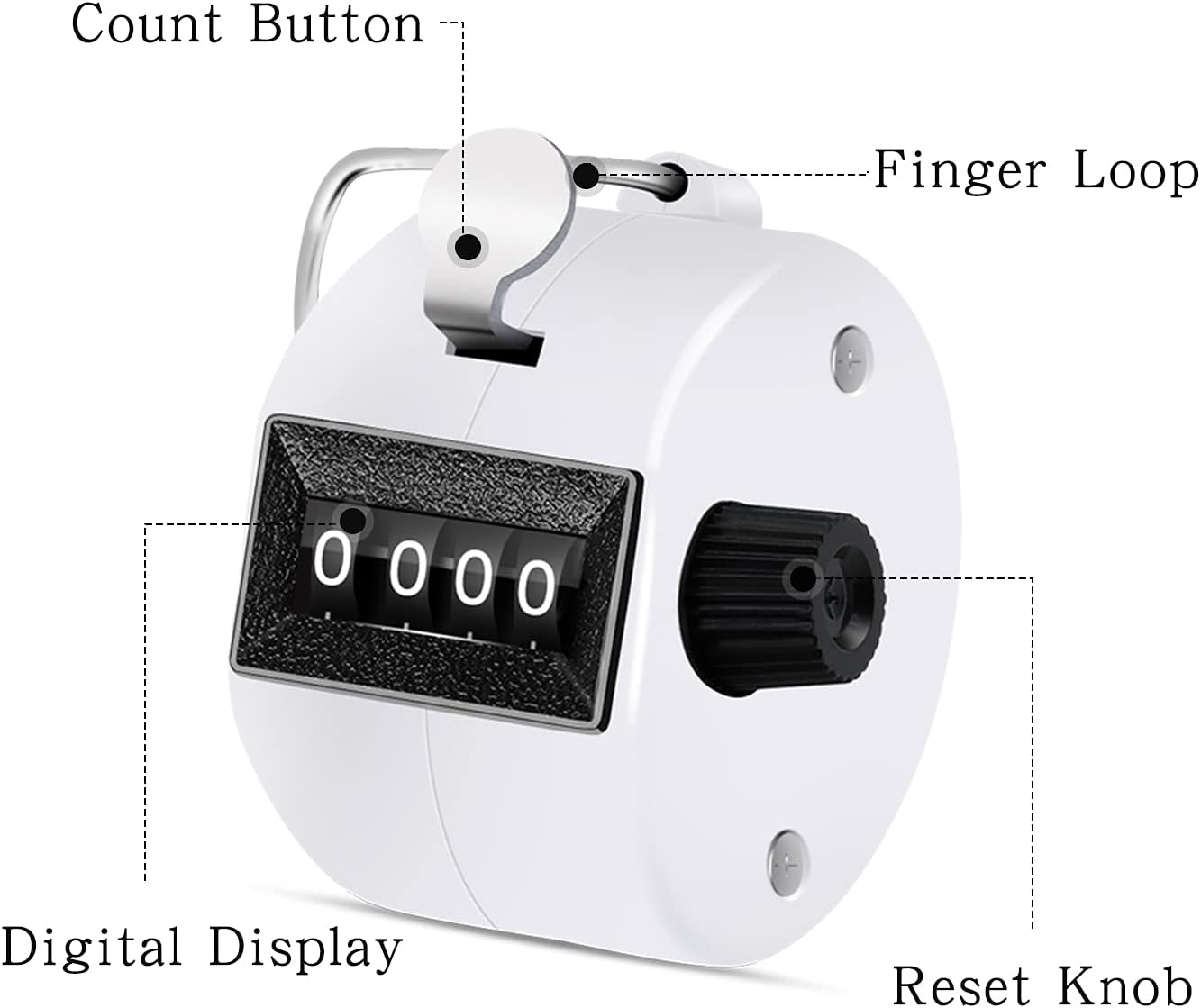 12 Pcs Hand Tally Counter 4-Digit Lap Counter Clicker, Manual Mechanical Handheld Pitch Click Counter with Finger Ring for School Golf & Knitting Row Croche