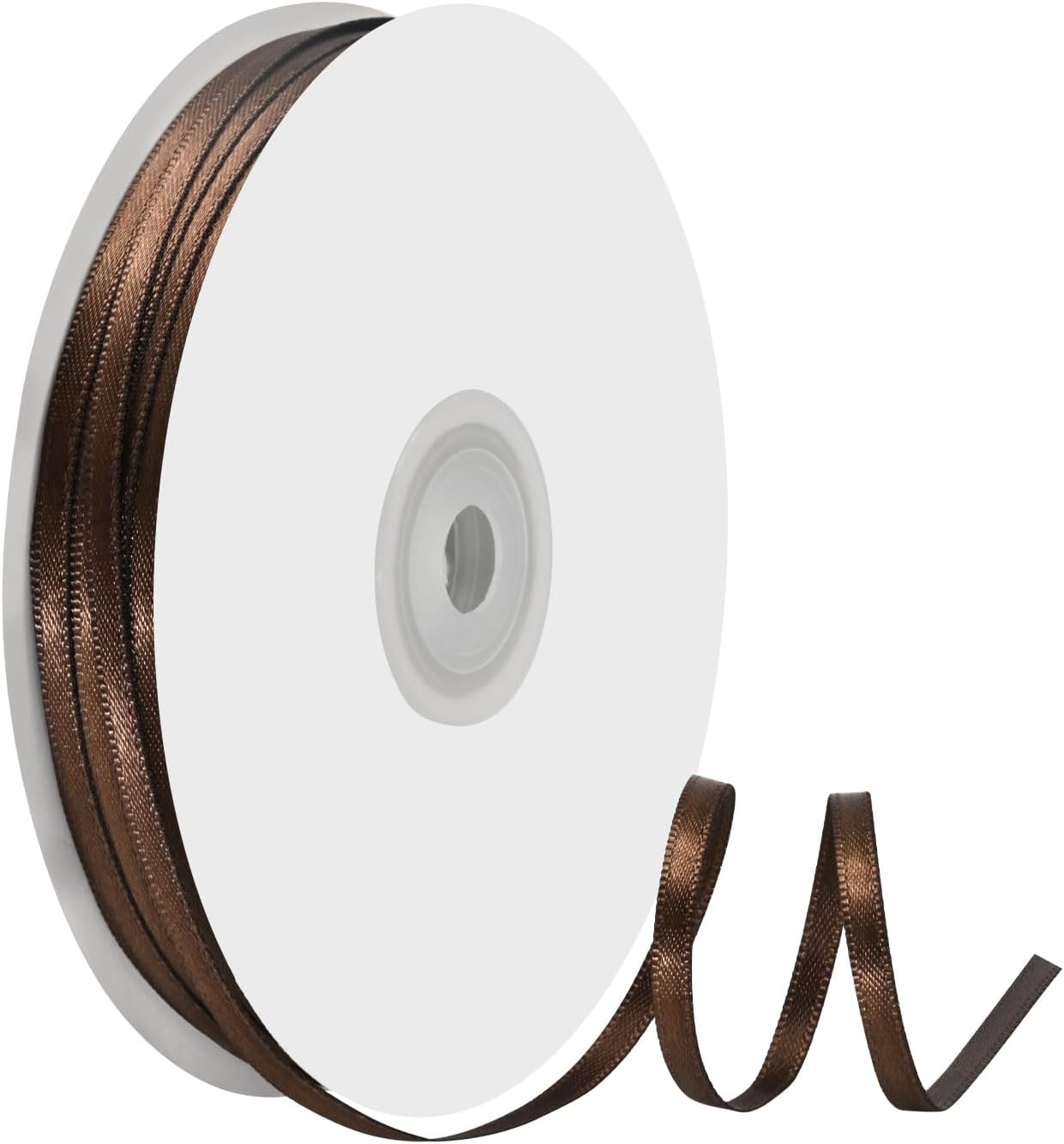 1/8 Inch X 100 Yards Brown Satin Thin Ribbon Solid Color Double Faced Ribbons Perfect for Crafts Wedding Decor Bow Making Arts Sewing and More