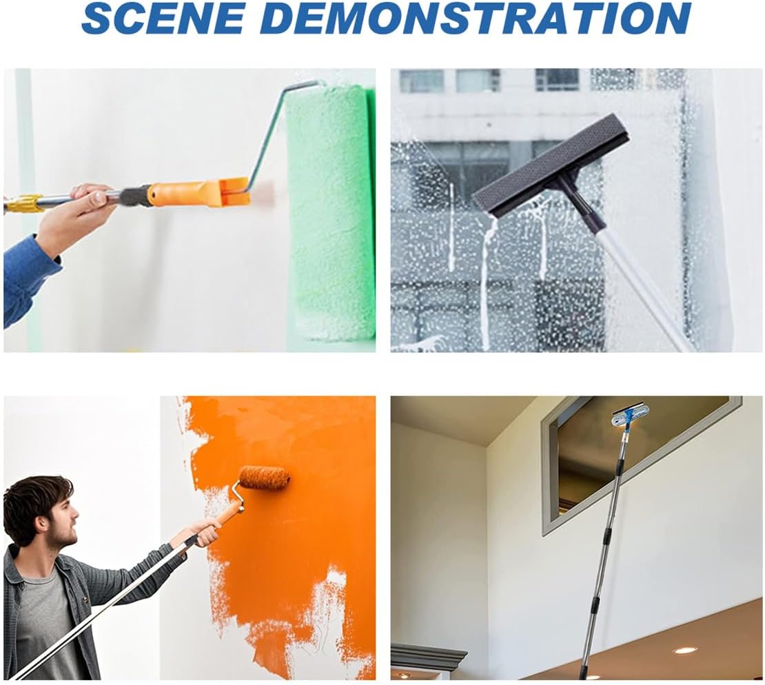 Extension Pole 71inch Adjustable Paint Rollers Brush Extension Pole 5 Pieces Stainless Steel Pole for Window Squeegee Ceiling Cleaning Tools