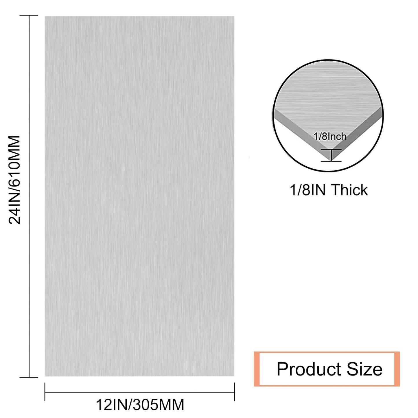 6061 T651 Aluminum Sheet Metal - 12 x 24 x 1/8" (0.125') Inch Flat Plain Aluminum Plate - Protective Film, Heat Treatable Rectangular Metal Plate for Crafting
