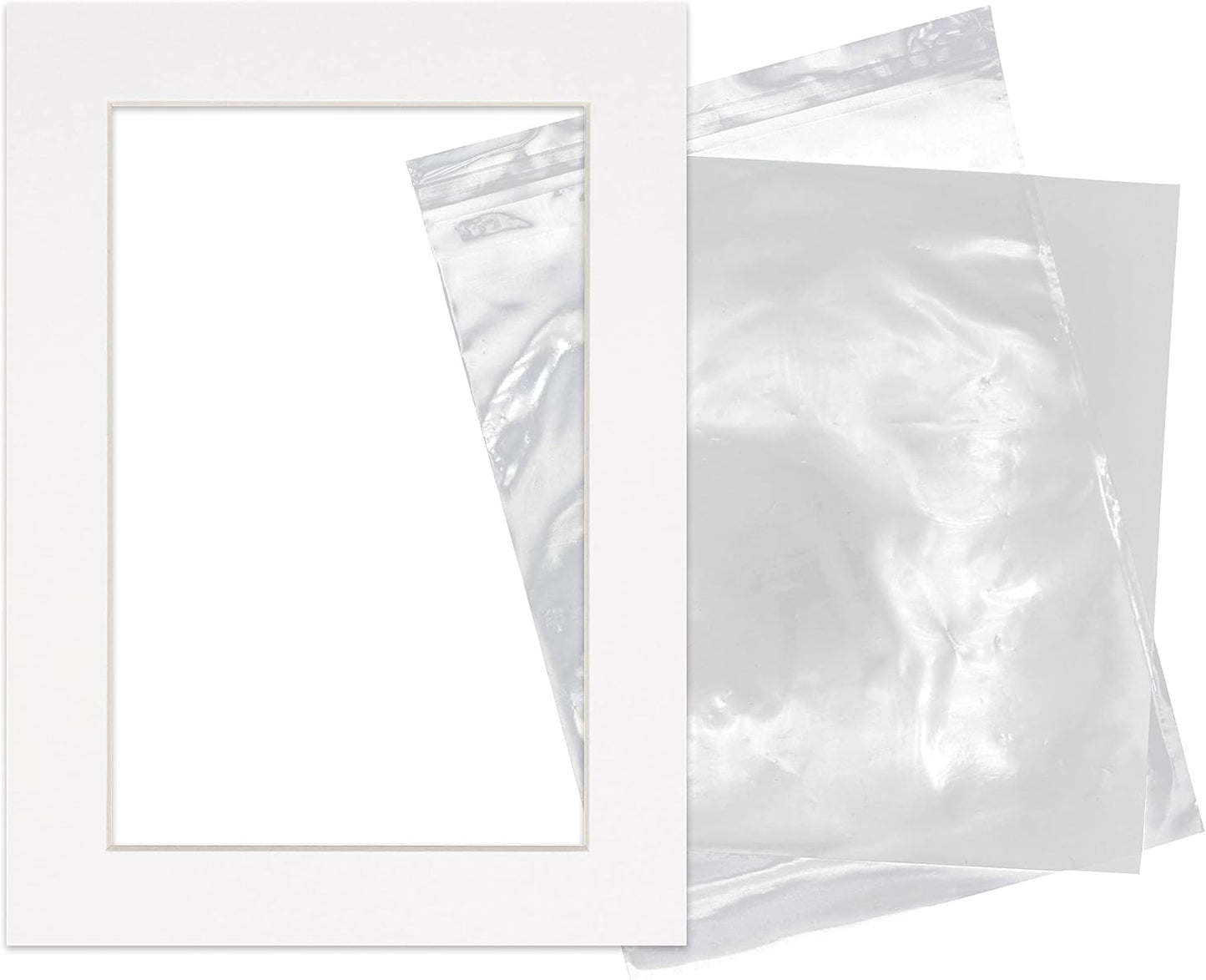 5.5x8.5 Mat for 8.5x11 Frame - Precut Mat Board Acid-Free Show Kit with Backing Board, and Clear Bags White 5.5x8.5 Photo Matte Made to Fit a 8.5x11 Picture Frame Matboard for Framing, Pack of 25 Mats
