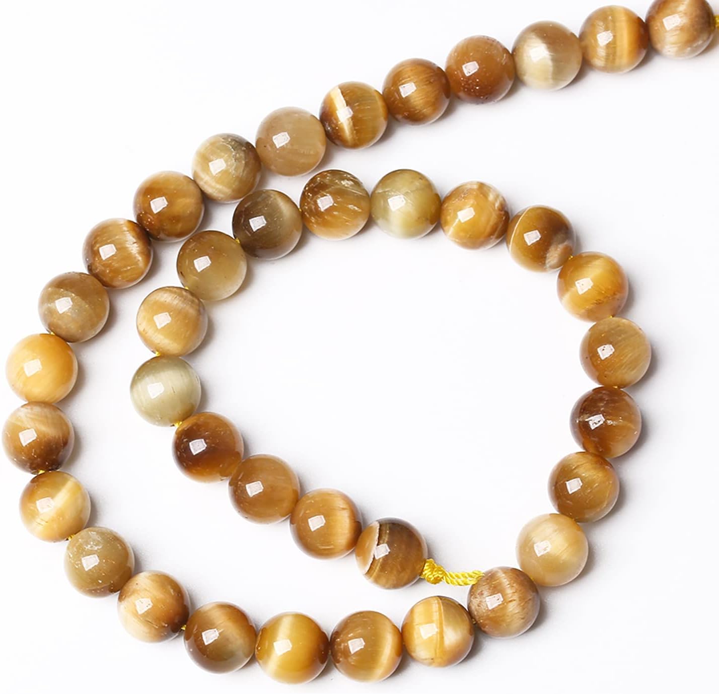 8mm 45pcs Natural Gemstone Gold Tiger Eye Beads Round Spacer Loose Beads for Jewelry Making DIY Bracelet Necklace 15" Inch