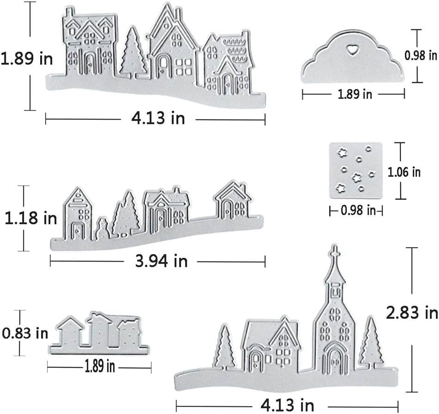 YKW Village House Castle Metal Cutting Dies Stencil Template Molds, Embossing Tool Die Cuts for Card Making Album Paper Scrapbooking DIY Etched Dies Craft, Special Price Die Cutting Metallic Silve