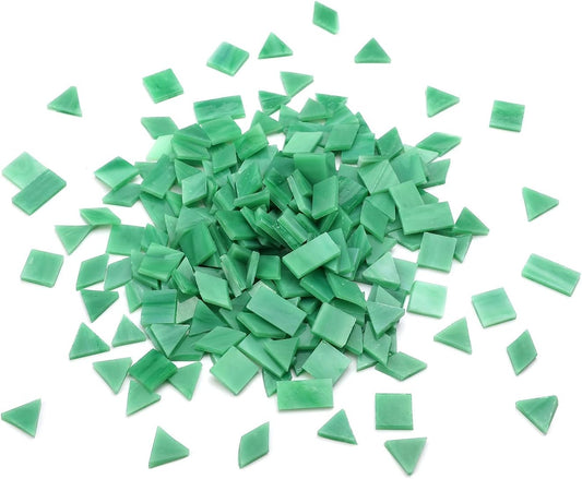Lanyani 200pcs Mixed Color Glass Mosaic Tiles - 4 Shapes, Tiffany Stained Glass Pieces - Square/Rectangle/Diamond/Triangle