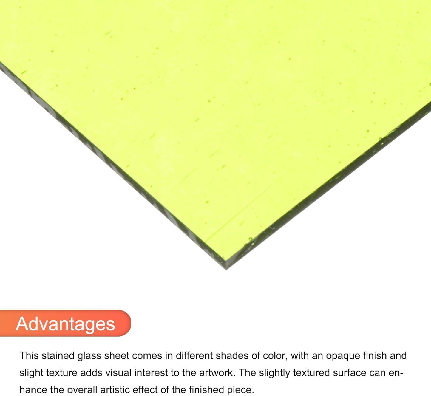 MECCANIXITY 2 Pcs Stained Glass Sheet Mosaic Tile 7.9 Inch x 5.9 Inch Fluorescent Green Stained Glass Sheets for Crafts DIY Art Project