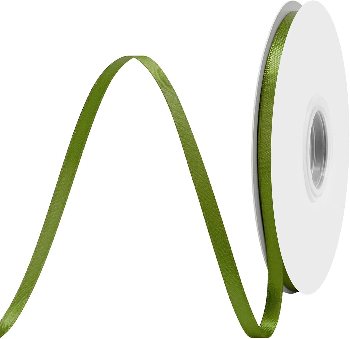 Moss Satin Ribbon 1/4 Inch X 50 Yards Solid Color Double Faced Ribbons Perfect for Crafts Wedding Decor Bow Making Arts Sewing and More