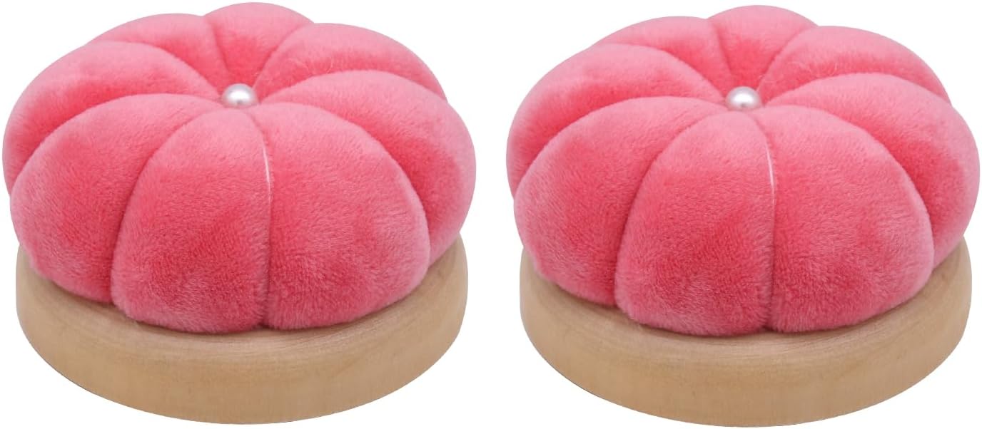 Uxney Pin Cushion,Wooden Sewing Pin Cushion Pincushion Needle Cushion for Sewing Quilting Needlework DIY Crafts(Watermelon Red,2 PCS)