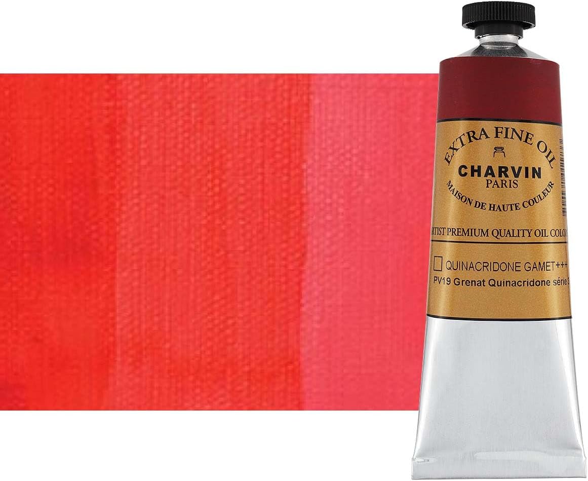 Charvin Extra Fine Oil Paint, Garnet Quinacridone 60 mL - Triple-Milled, Rich Texture, Poppy Oil-Based, Light-Fast, Handmade, Archival Quality