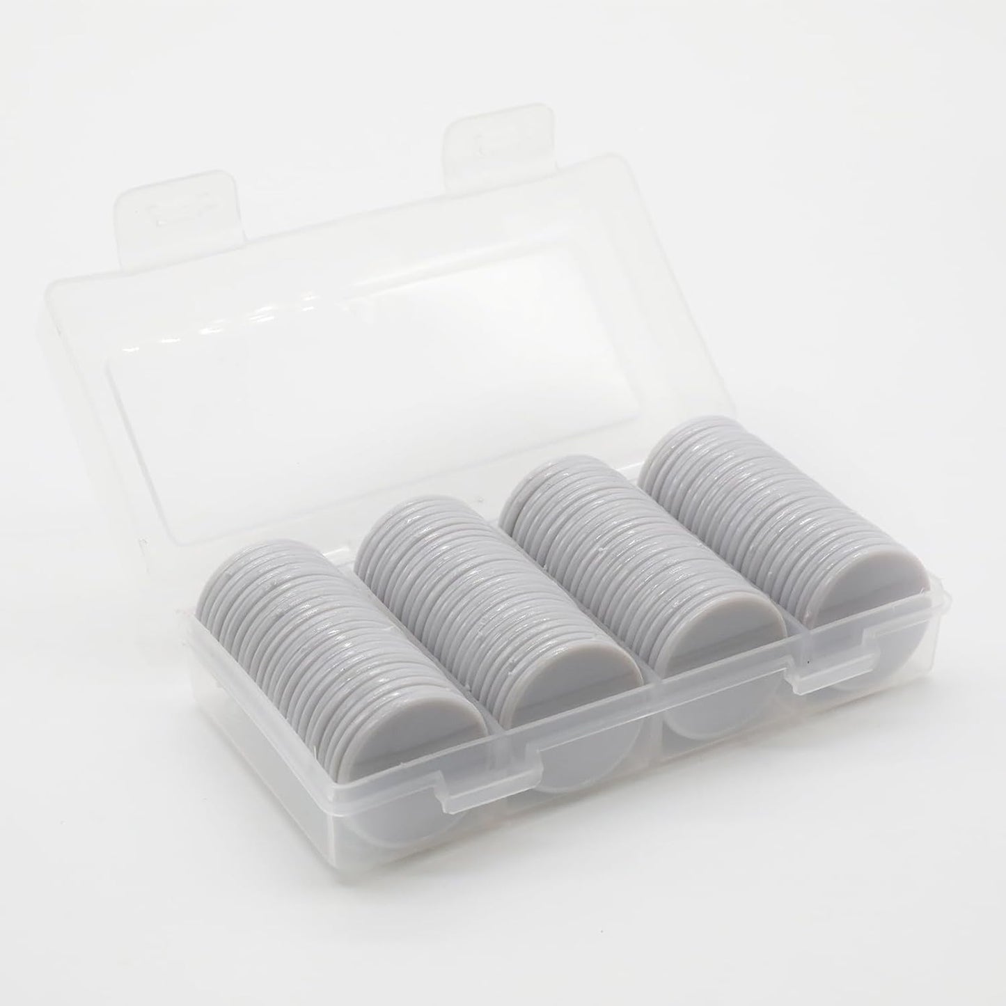 Set of 100 Opaque Plastic Learning Counters Mini Poker Chips Game Tokens with Storage Box (LightGray, 1.58 Inch)
