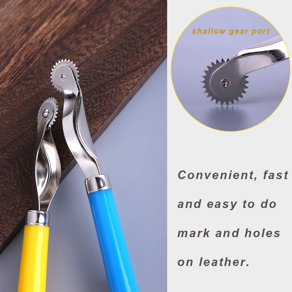 LUNARM 2 Pcs Tracing Wheel Sewing Tool, Plastic Handle Needle Point Tracing Wheel, Random Color Tracing Wheel Sewing Tool, Professional Stitch Marking Spacer for Arts and Leather Crafts