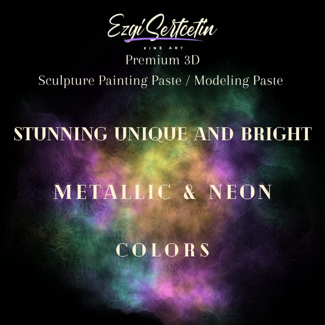 3D Sculpture Painting Paste|Texture Paste|Decorative Plaster|Ready to Use|Unique Metallic Pearl and Neon Colors|Ideal for Artwork|Stencil|Flowers|Texture and Art Relief|6 oz | (Brownie)