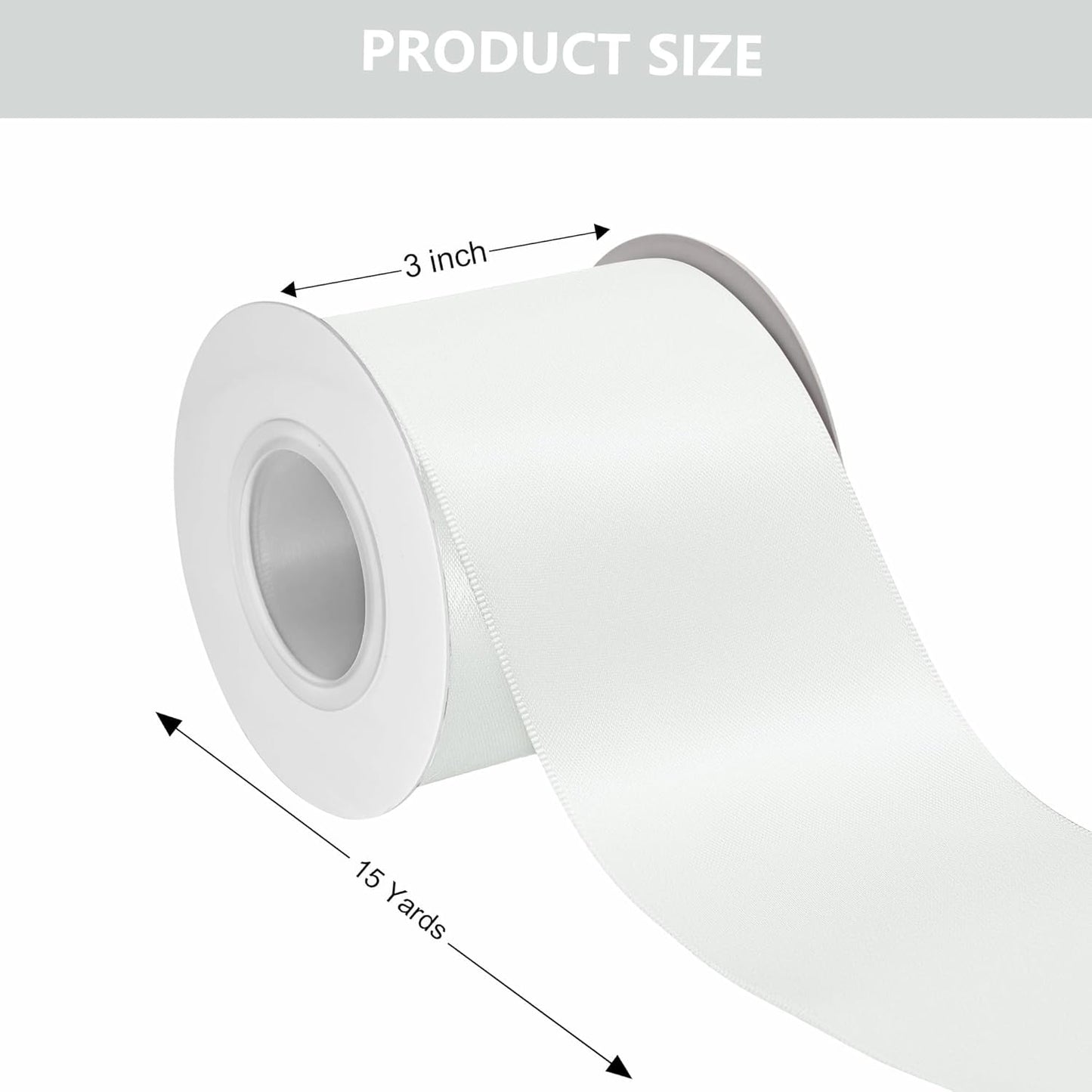 Off White Satin Ribbon 3 Inch X 15 Yards Solid Color Double Faced Ribbons Perfect for Crafts Wedding Decor Bow Making Arts Sewing and More