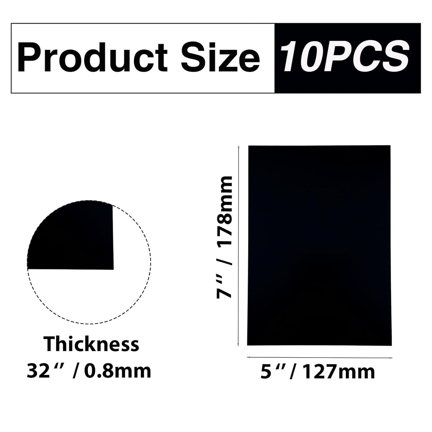 10Pcs Black Anodized Aluminum Sheet 5" x 7" x 1/32" (0.8mm) Corrosion-Resistant Metal Plates for Laser Engraving, DIY Crafting, Sign Making, Home Decor