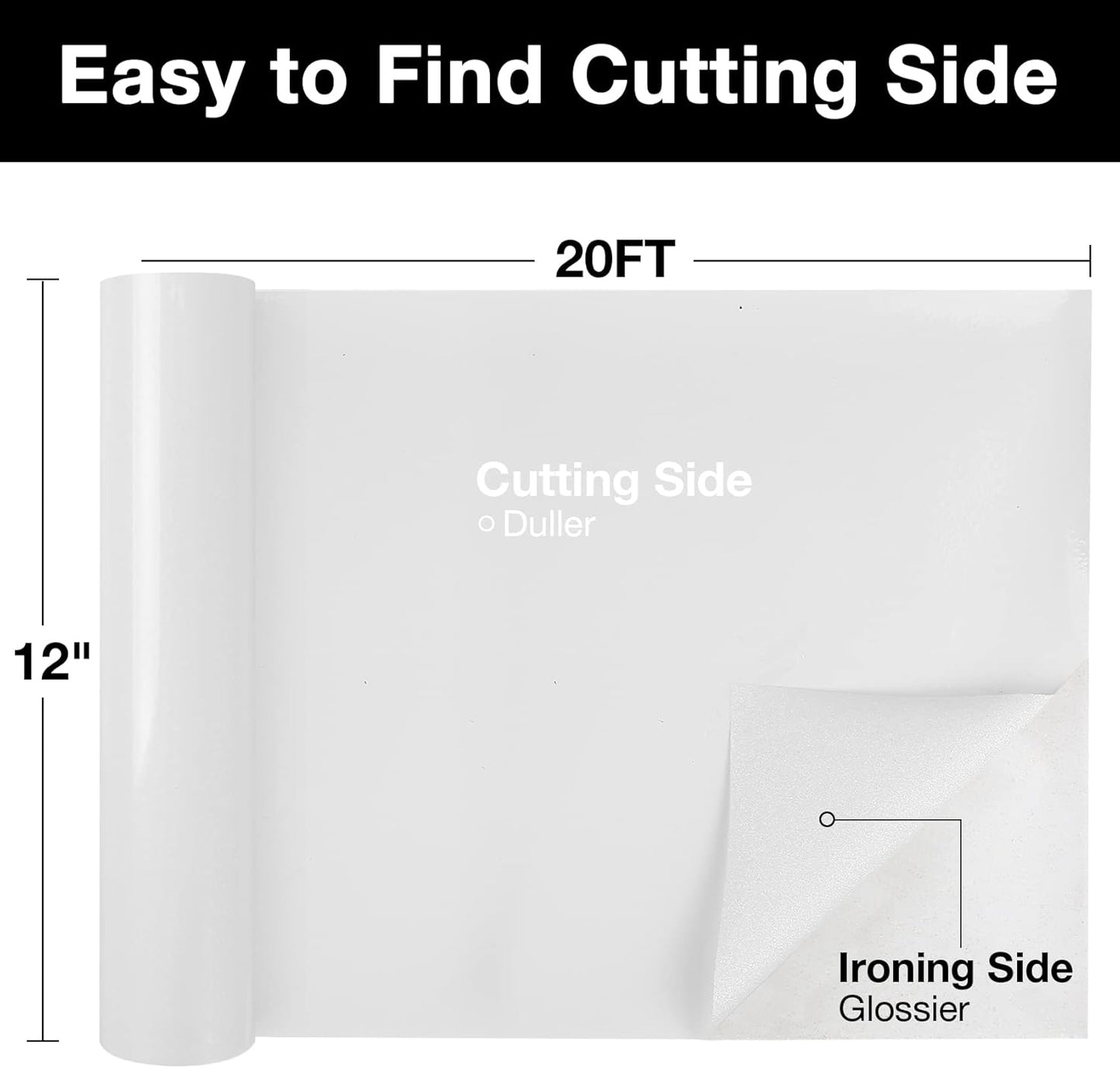 TORC White Glitter HTV Heat Transfer Vinyl Roll 12 inch x 20 ft Sparkly Iron on Vinyl for T Shirts Crafts Bulk