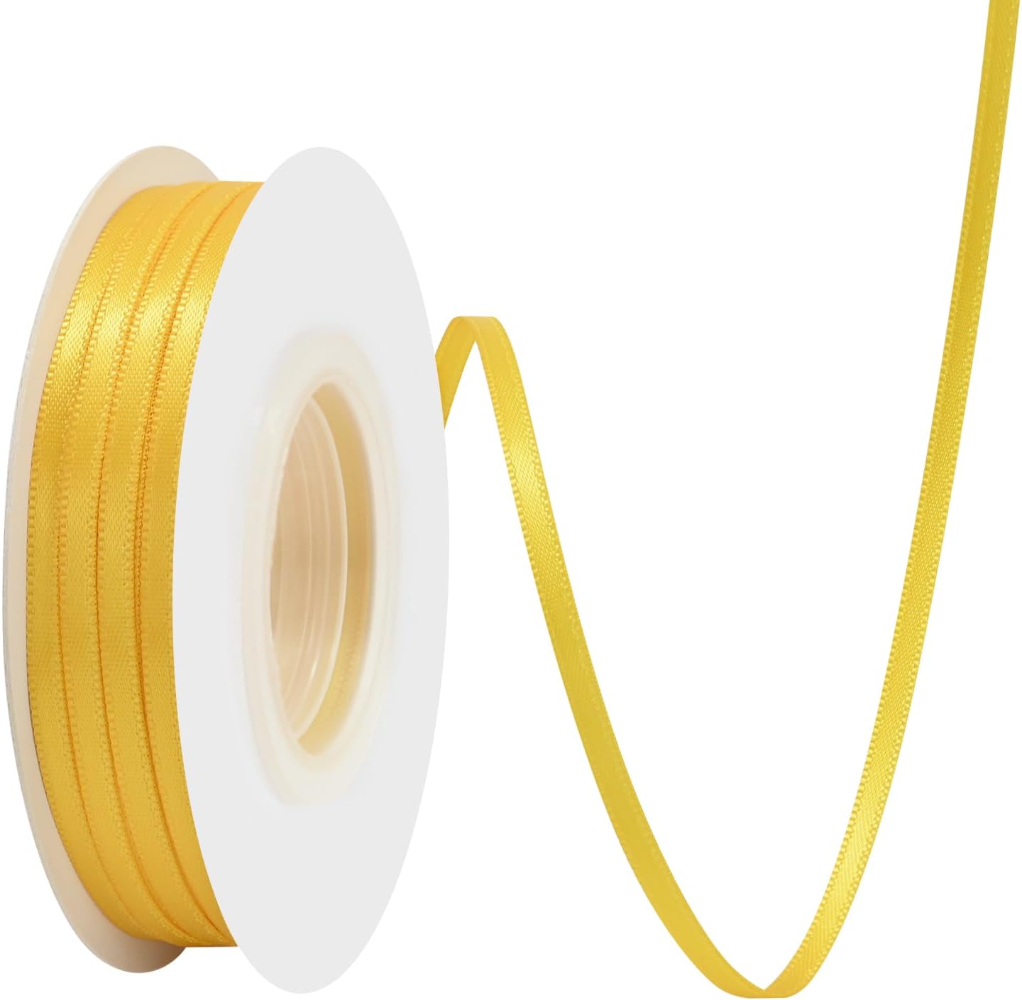 Maize Yellow Satin Ribbon 1/8" X 50 Yards Solid Color Double Faced Ribbons Perfect for Crafts Wedding Decor Bow Making Arts Sewing and More