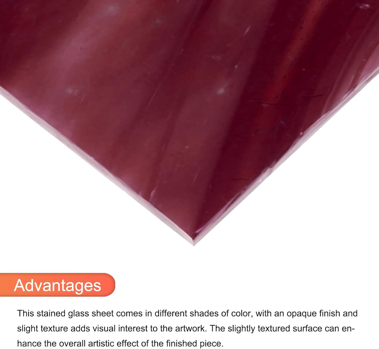 MECCANIXITY 2 Pcs Stained Glass Sheet Mosaic Tile 7.9 Inch x 5.9 Inch Dark Red Stained Glass Sheets for Crafts DIY Art Project