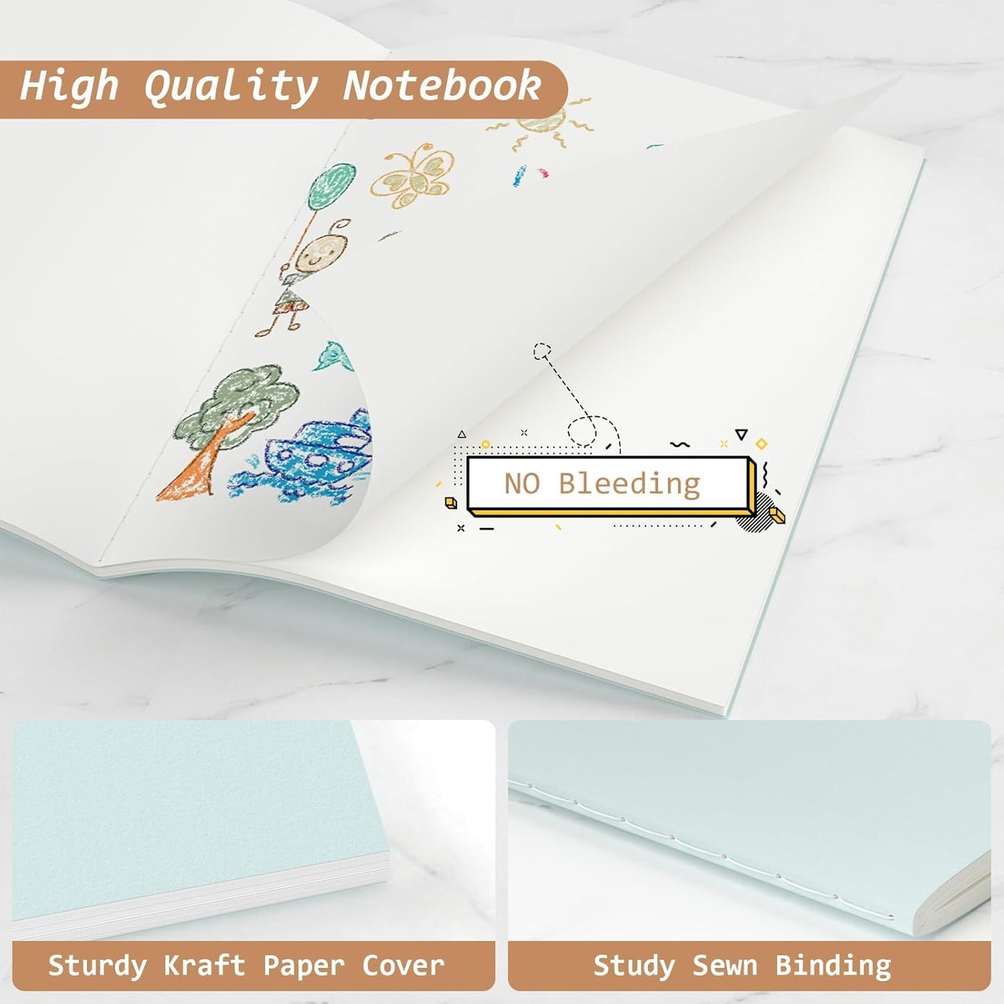 Oucaru Journaling Notebooks A5 Notebook college Blank Sketch Book 32 Pack Small Kraft Notebooks Bulk 8.3x5.5 Inches, 16 Colors Drawing Notebook Soft Cover Steno Pads School Supplies