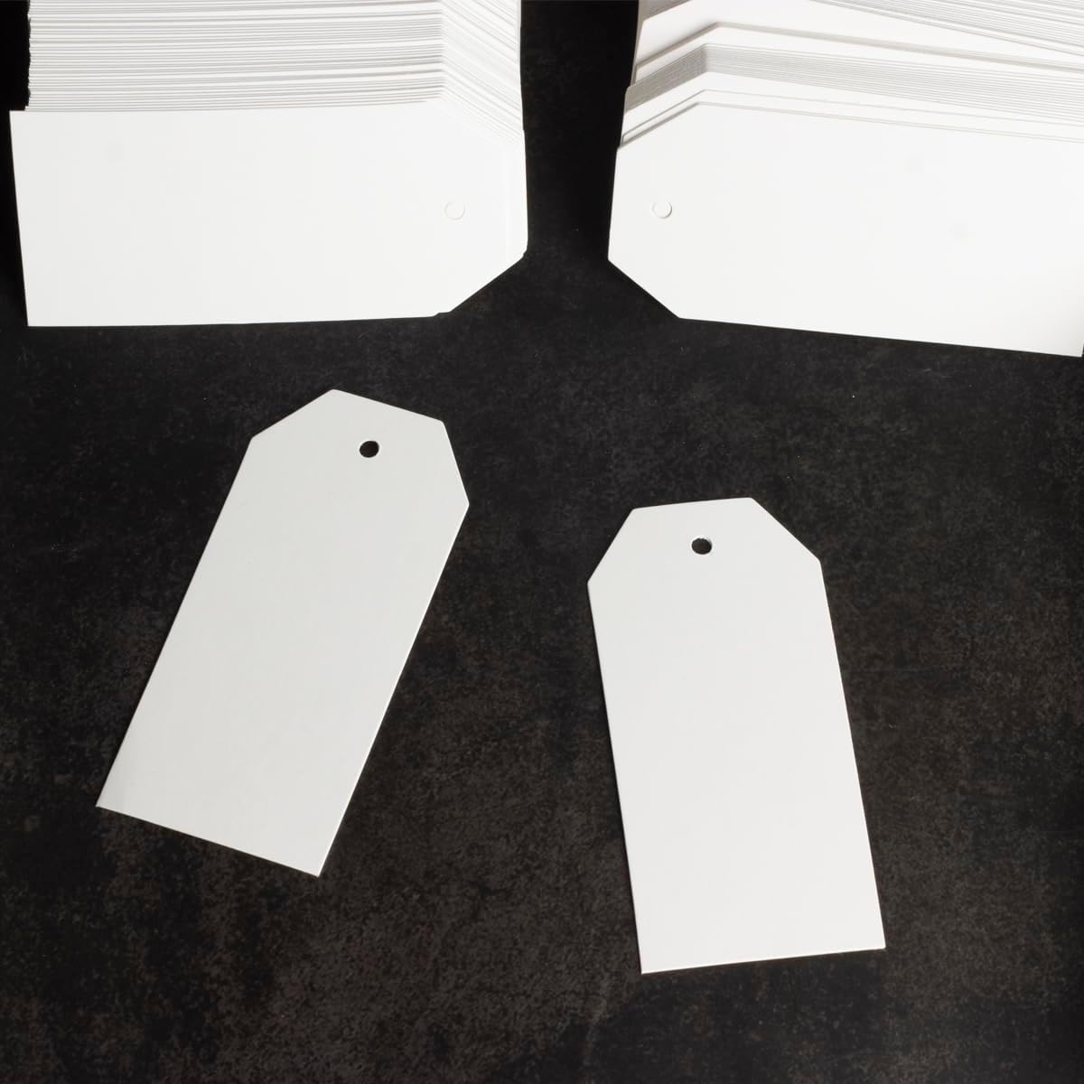 200PCS Paper Gift Tags with String, 3.7"x1.8"Blank Hangtags for DIY Arts and Crafts Wedding Holiday Present (White)