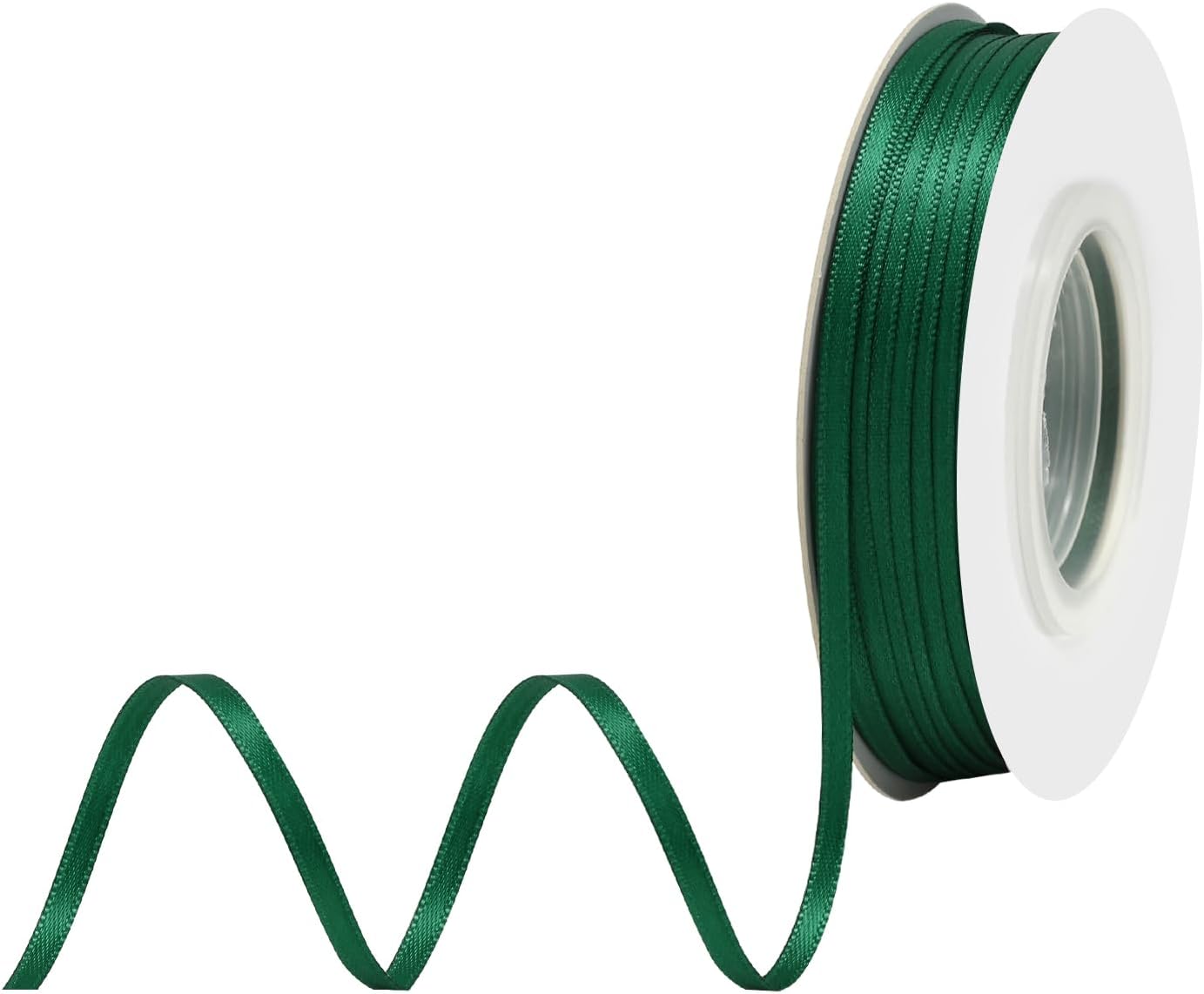 Forest Green Satin Ribbon 1/8" X 50 Yards Solid Color Double Faced Ribbons Perfect for Crafts Wedding Decor Bow Making Arts Sewing and More