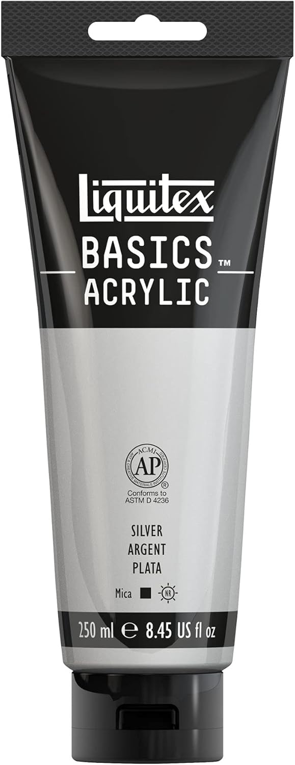 Liquitex BASICS Acrylic Paint, 250ml (8.5-oz) Tube, Silver
