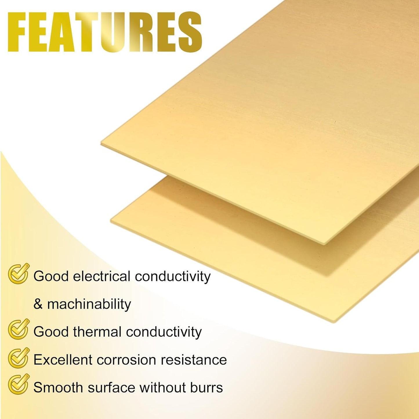Tandefio 2 Pcs Brass Sheet 12" x 6", 14 Gauge(0.06") Thickness Brass Plates Metal Film Attached Brass Plates for DIY Handicrafts Jewelry Model Crafts Repairs Electrical