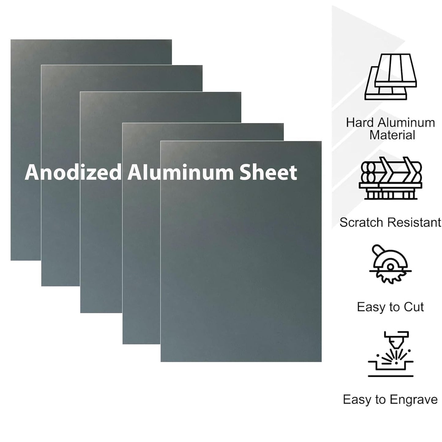 10Pcs Gray Anodized Aluminum Sheet 5" x 7" x 1/32" (0.8mm) Corrosion-Resistant Metal Plates for Laser Engraving, DIY Crafting, Sign Making, Home Decor