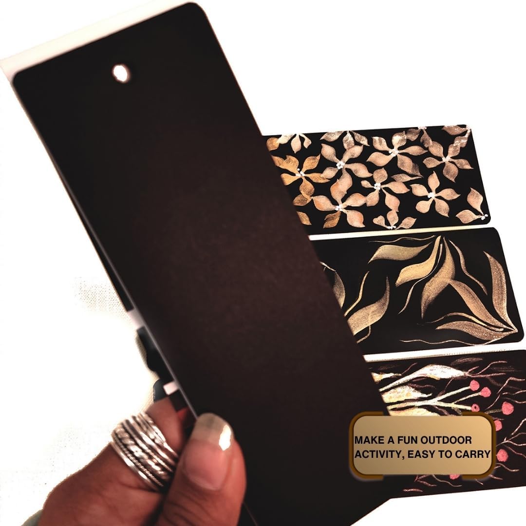 300GSM Deep Black Bookmark Sketchpads, Suitable for Acrylics & Mixed Media for Professional Artists (Pack of 2)