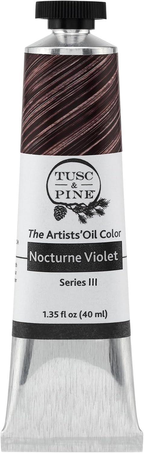 Tusc & Pine Artist Oil Paint - Nocturne Violet, 40 ml, Non-Yellowing, Rich & Creamy Consistency, Maximum Pigment Load, Small Batch Milled Oil Paints Made in the USA for Professional Artists