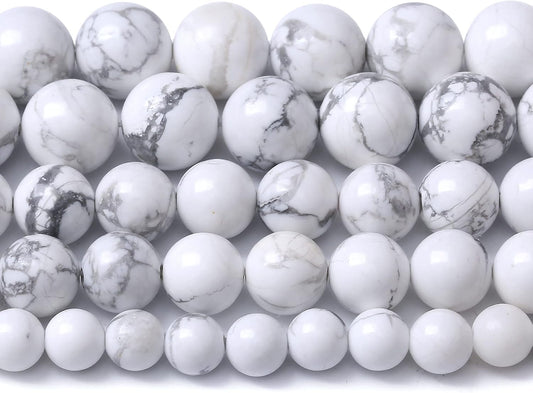 60pcs 6mm AAA Natural Stone Beads White Howlite Turquoises Round Loose Beads for Jewelry Making DIY Bracelet (White Howlite Turquoises, 6mm)