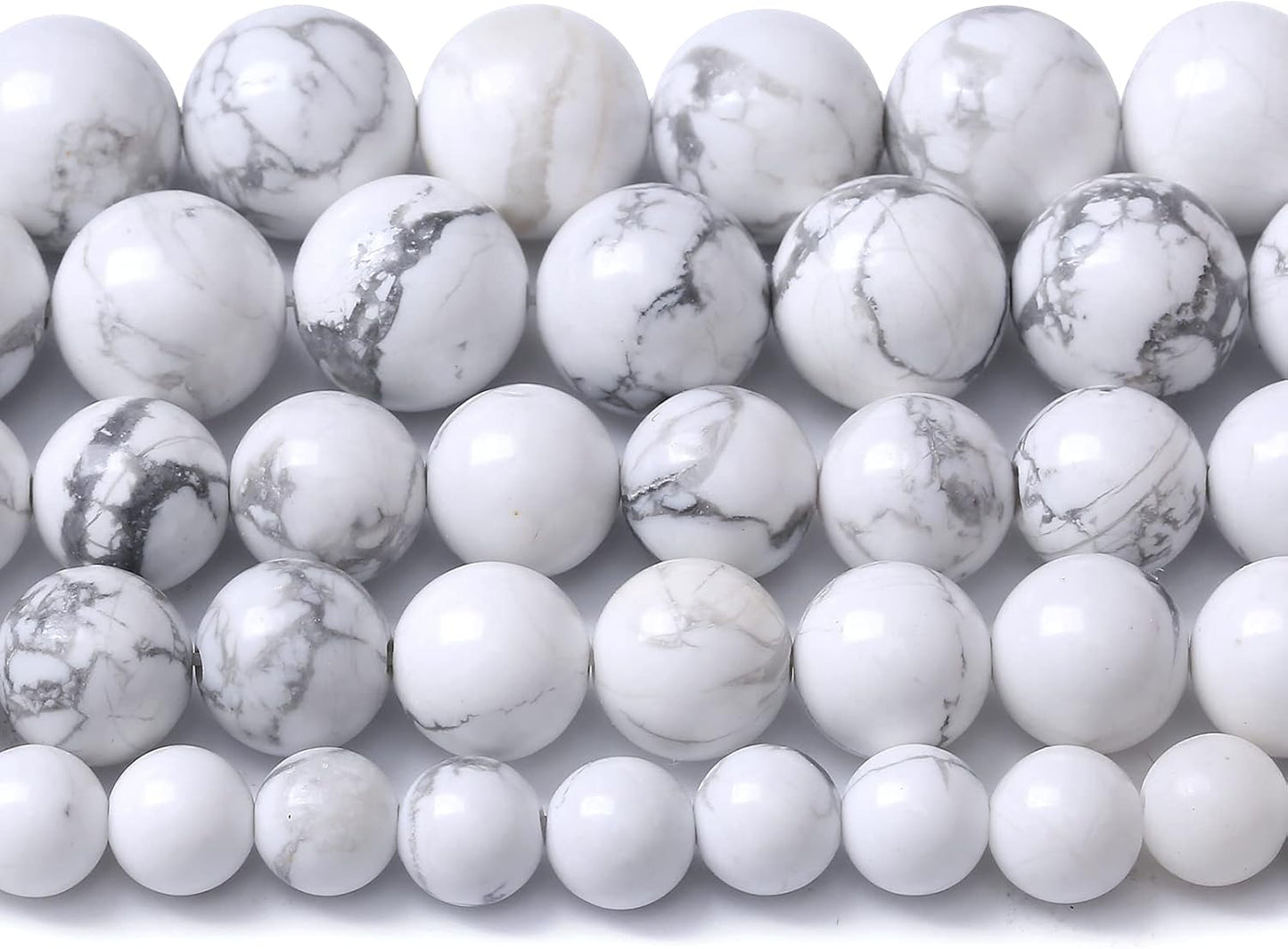45pcs 8mm AAA Natural Stone Beads White Howlite Turquoises Round Loose Beads for Jewelry Making DIY Bracelet (White Howlite Turquoises, 8mm)